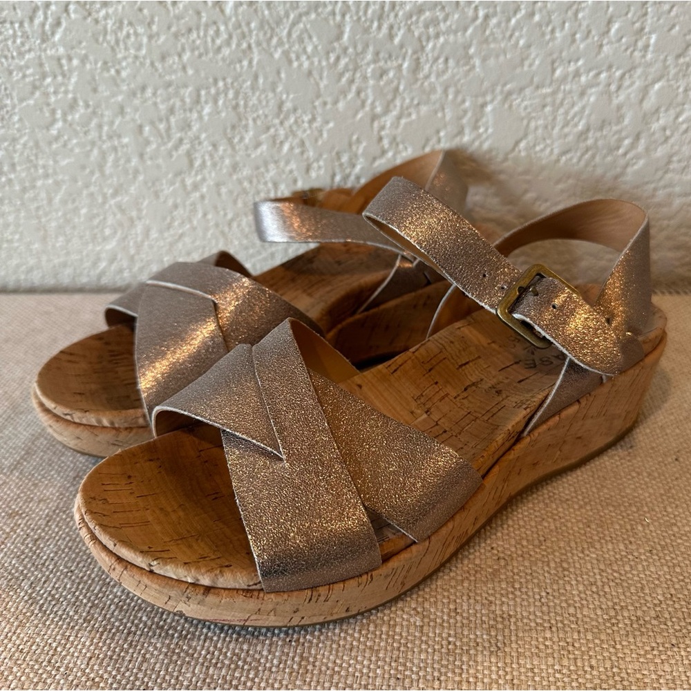 Kork-Ease Soft Gold Metallic Myrna 2.0 Platform Wedge Sandals - Picture 4 of 13
